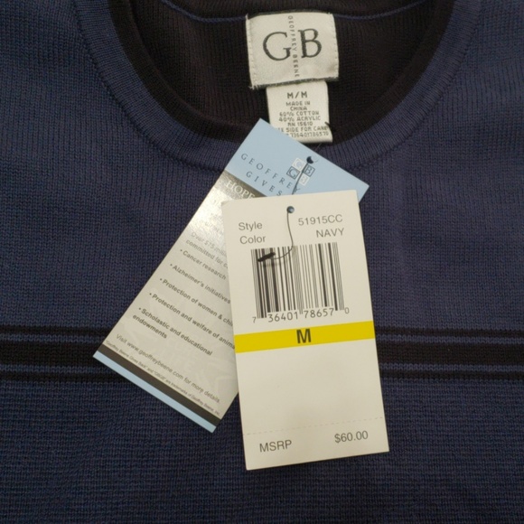 Geoffrey Beene Mens Medium Sweater navy/black NWT - Picture 3 of 4